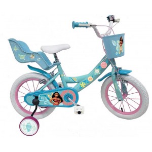 Vélo Vaiana 14 pouces avec panier avant et porte-bébé