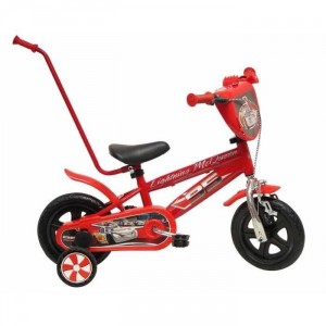 Vélo enfant garçon Cars Flash McQueen - 10 pouces avec canne de guidage