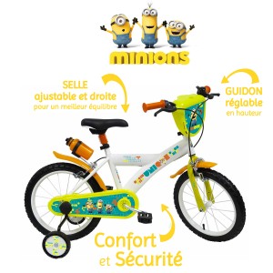 Vélo Les Minions 16 pouces avec gourde