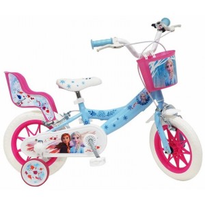 Vélo enfant fille La Reine des Neiges 2 - 12 pouces (2/4 ans) - Coloris Bleu/Rose - (Distributeur Officiel")"
